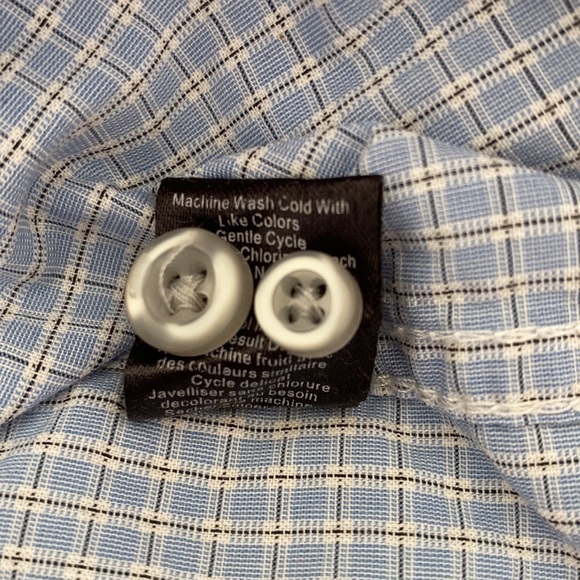 Men shirt J Campbell Los Angeles blue plaid button down long sleeve shirt M - Picture 13 of 13